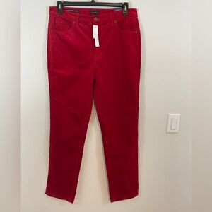 NEW TALBOTS Corduroy Straight Leg Pants womens sz 12 Red Slimming High waist $95